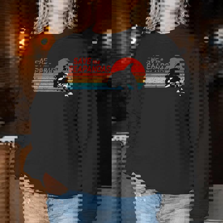 かわいいシャチave Theeapandas レディーススウェットシャツ 面白い贈り物