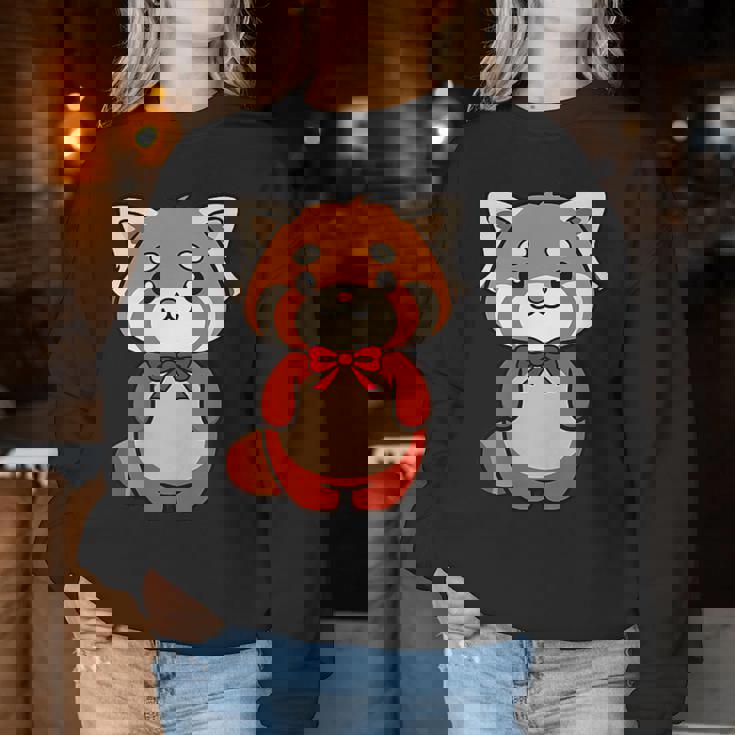 かわいいレッサーパンダ蝶ネクタイ かわいい動物園 日帰り旅行 男の子 女の子 キッズ レディーススウェットシャツ 面白い贈り物