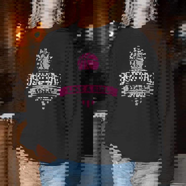 はい、私は女の子のようにバスケットボールをします レディーススウェットシャツ 面白い贈り物