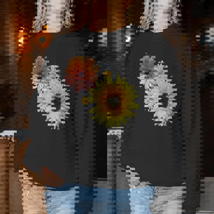 ひまわり ガーベラ 花 デイジー ガーベラ 花 デイジー 花柄 レディーススウェットシャツ 面白い贈り物