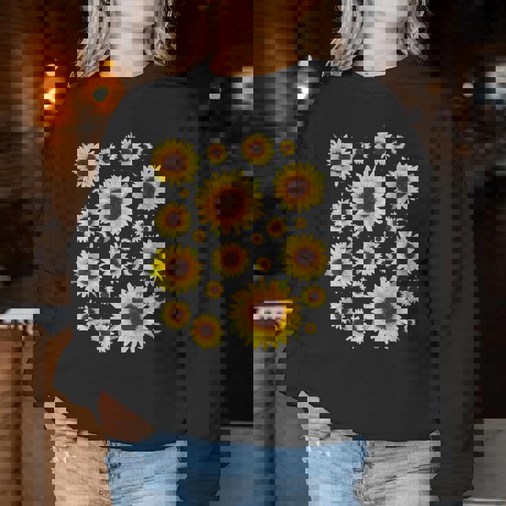 ひまわり 花柄 花 シンプル ポジティブ 夏 グラフィック レディーススウェットシャツ 面白い贈り物