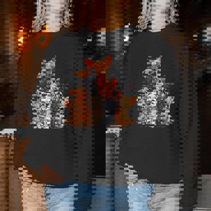 アニメ カワイイ チワワ 女の子 男の子 キッズ レディーススウェットシャツ 面白い贈り物