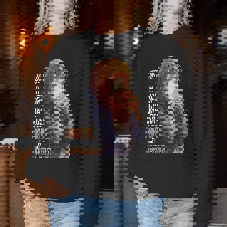 アニメとハンバーガーが大好きな女の子 レディーススウェットシャツ 面白い贈り物