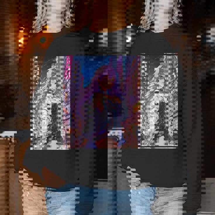 アニメの女の子、漫画、美学、かわいい、日本語、Waifu プリント レディーススウェットシャツ 面白い贈り物