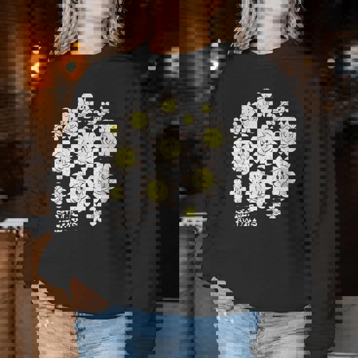 イエロー スマイル 顔 花mile Always キッズ 幼児 女の子 レディーススウェットシャツ 面白い贈り物