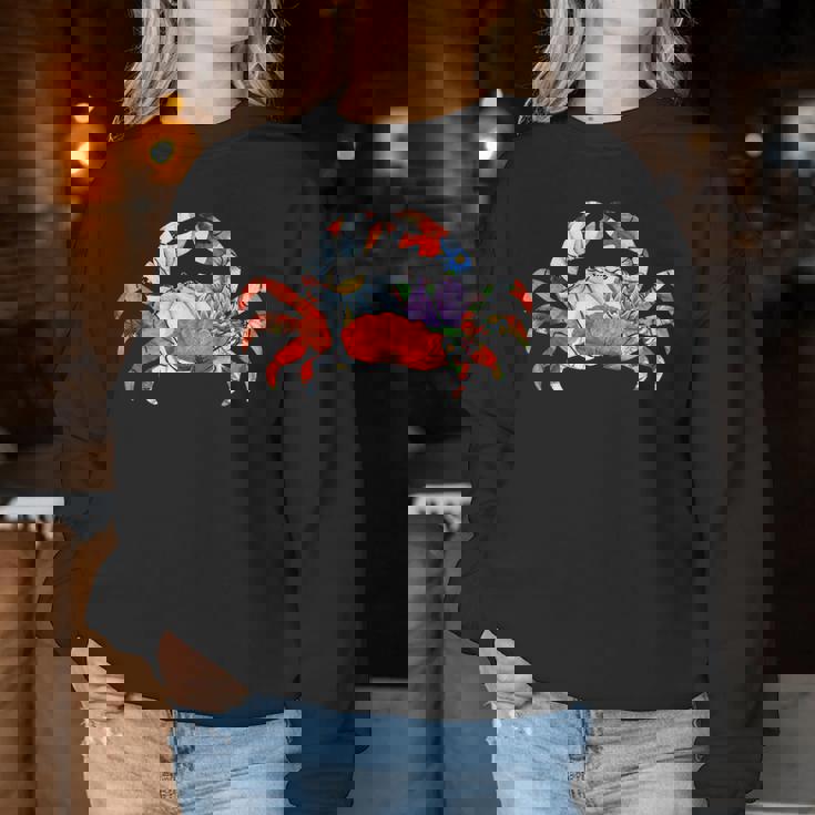 カニの花のグラフィック。 レディーススウェットシャツ 面白い贈り物