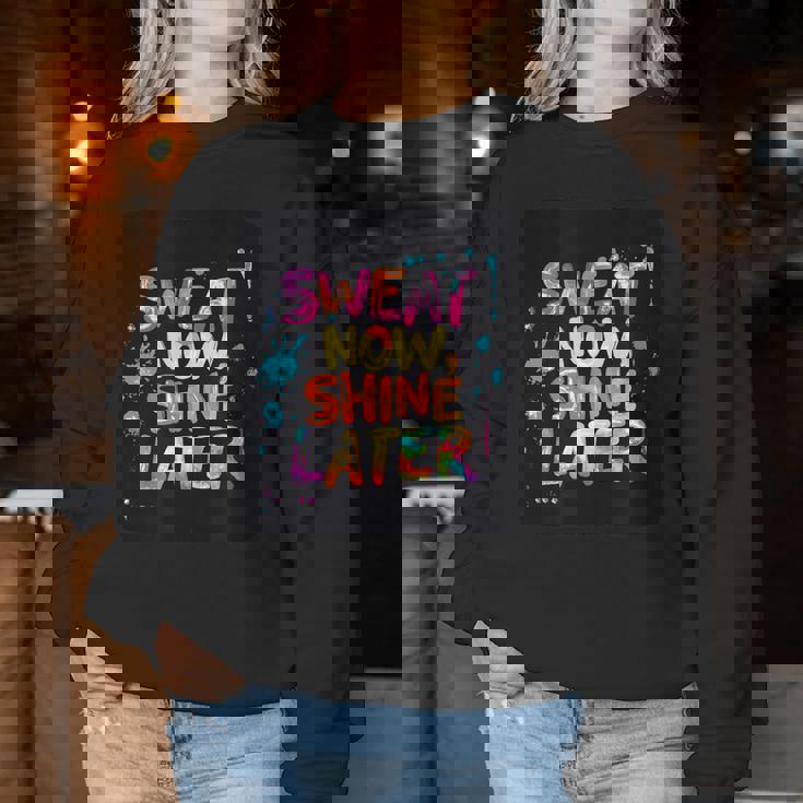 カラフルな汗が今輝き、男の子と女の子のためのステートメント。 レディーススウェットシャツ 面白い贈り物