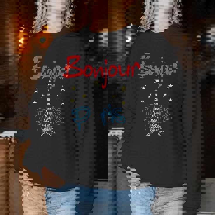 グラフィックデザイン ギフト エッフェル塔 パリ フランス 男性 女性 長袖tシャツ レディーススウェットシャツ 面白い贈り物