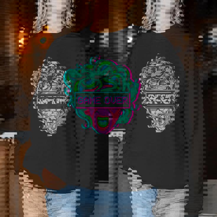 ゲームオーバー・メドゥーサ Alt Indie Aestheticaporwave Egirl Eboy レディーススウェットシャツ 面白い贈り物