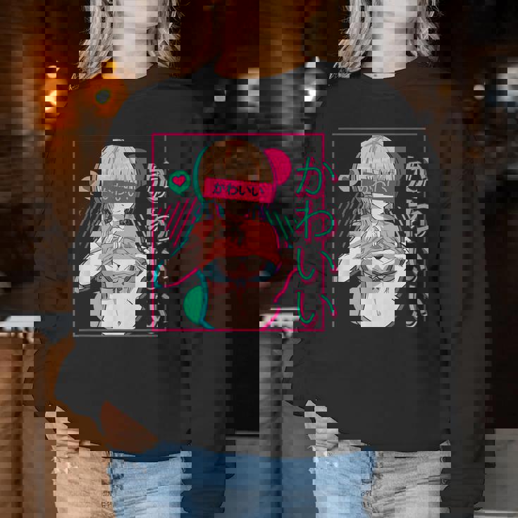 スケベなアニメの女の子 レディーススウェットシャツ 面白い贈り物