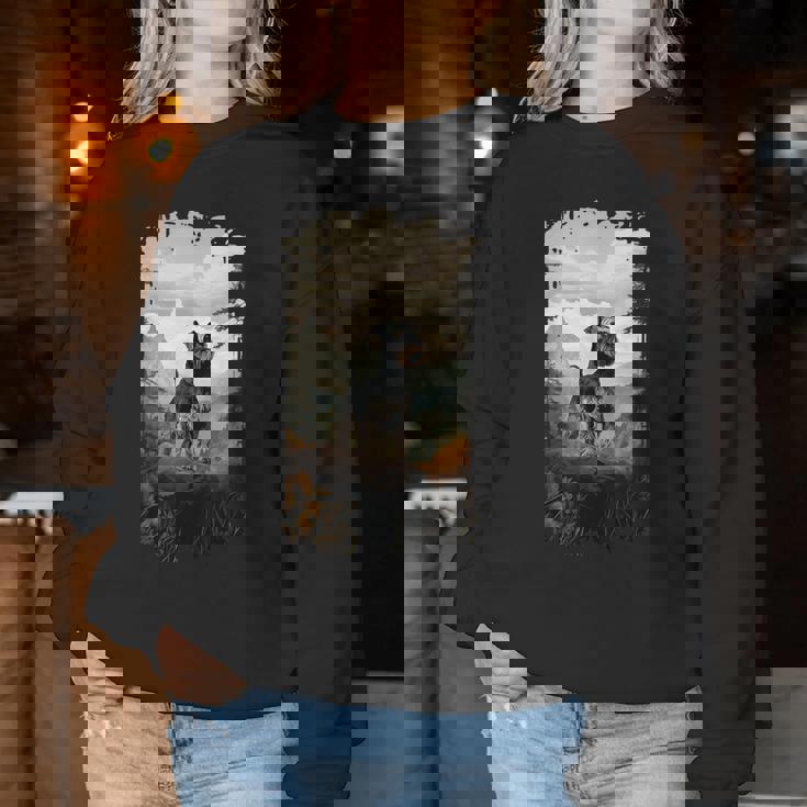 スタンダード シュナウザー マウンテン 肉球デザイン 犬 お母さん お父さん レディーススウェットシャツ 面白い贈り物