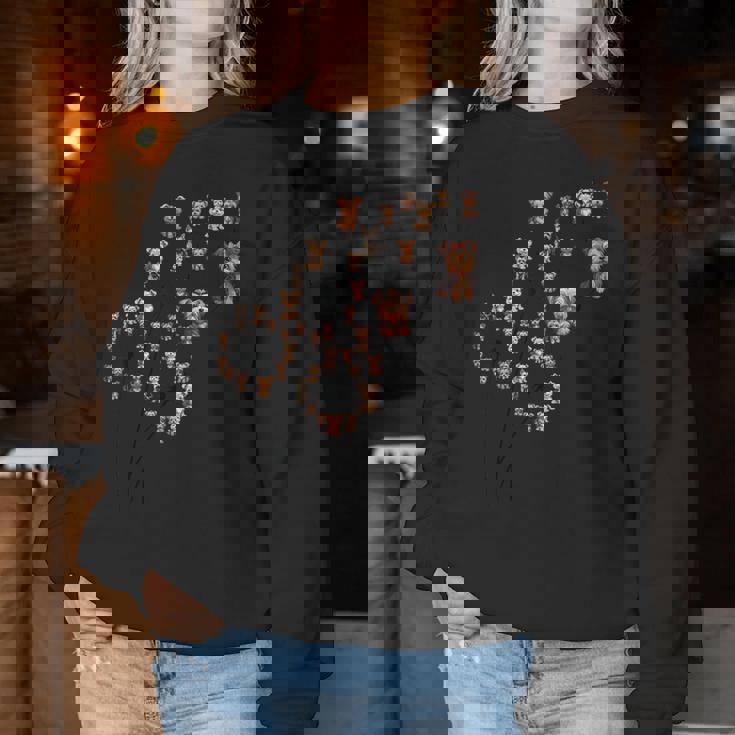 タンポポ ヨークシャー テリアの花、花のヨーキー ツリー レディーススウェットシャツ 面白い贈り物