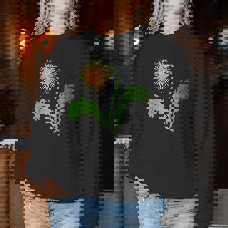 ダンディライオン タンポポ 黄色い花 ライオンの頭 レディーススウェットシャツ 面白い贈り物