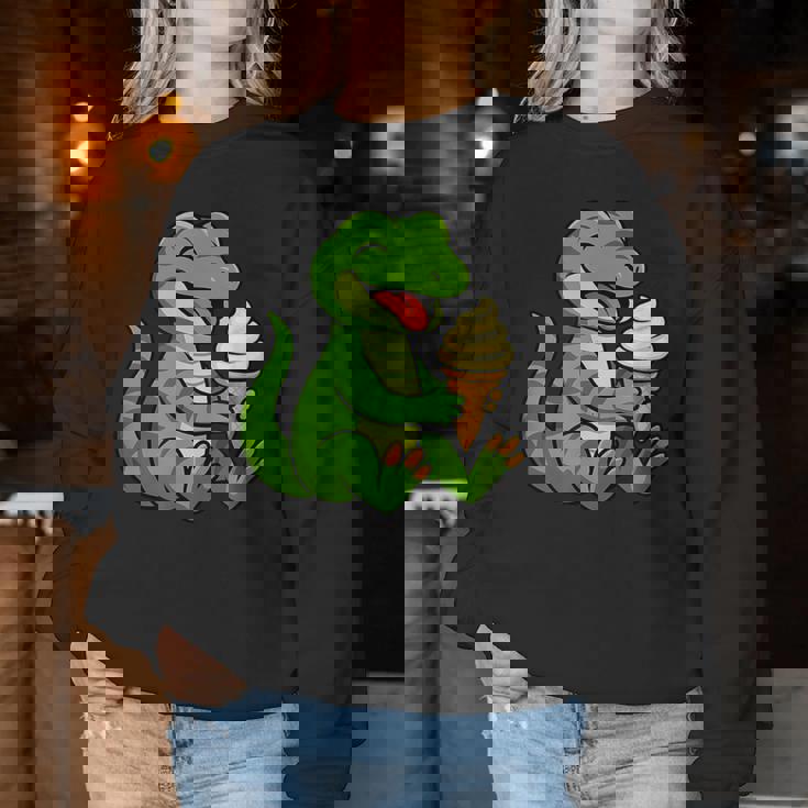 トカゲ アイスクリーム 動物園 動物好き カワイイ 男の子 女の子 キッズ レディーススウェットシャツ 面白い贈り物