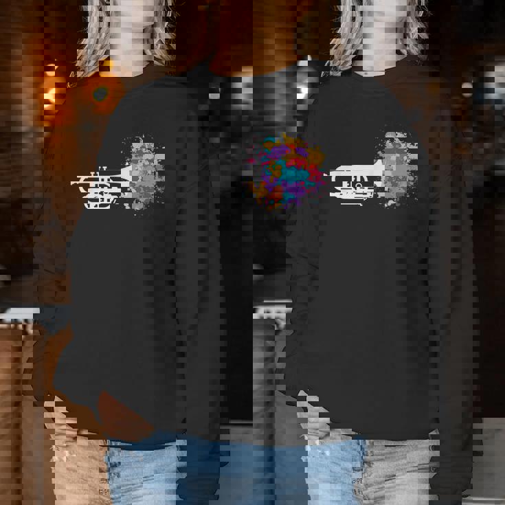 トランペット 女性 男性 音楽 教師 カラフル コルネット コルネティスト レディーススウェットシャツ 面白い贈り物