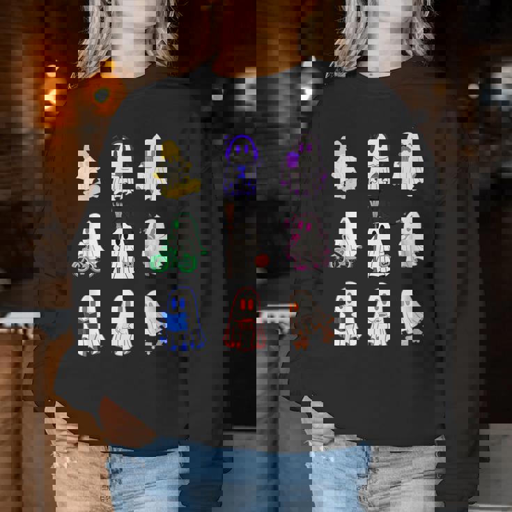 ハロウィンカラフルスペクタクル：9のお化けの魔法の夜 For And Men レディーススウェットシャツ 面白い贈り物