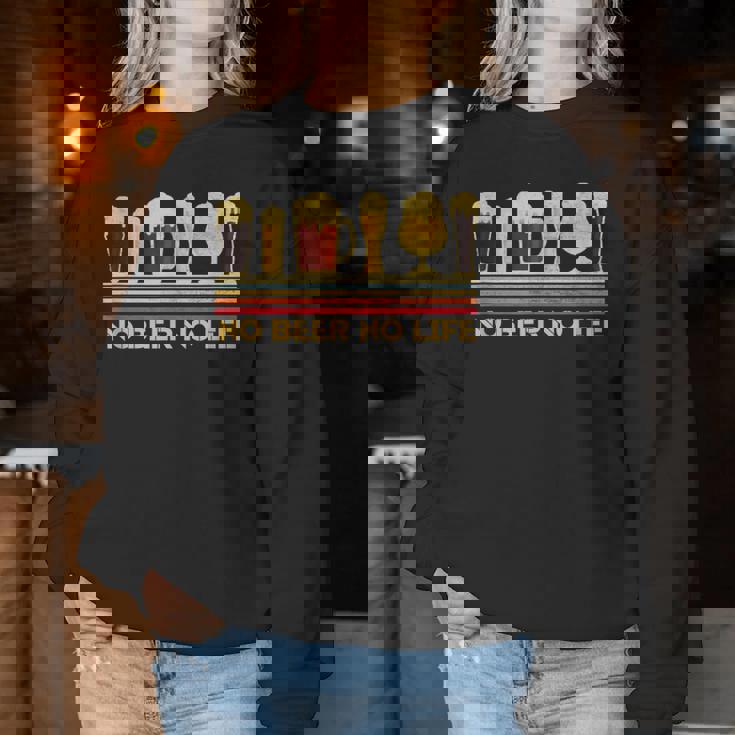 ビール 酒 面白いtシャツ No Beer No Life 飲み おもしろ 飲み会 のんべえ メンズ ネタ 服 レディーススウェットシャツ 面白い贈り物