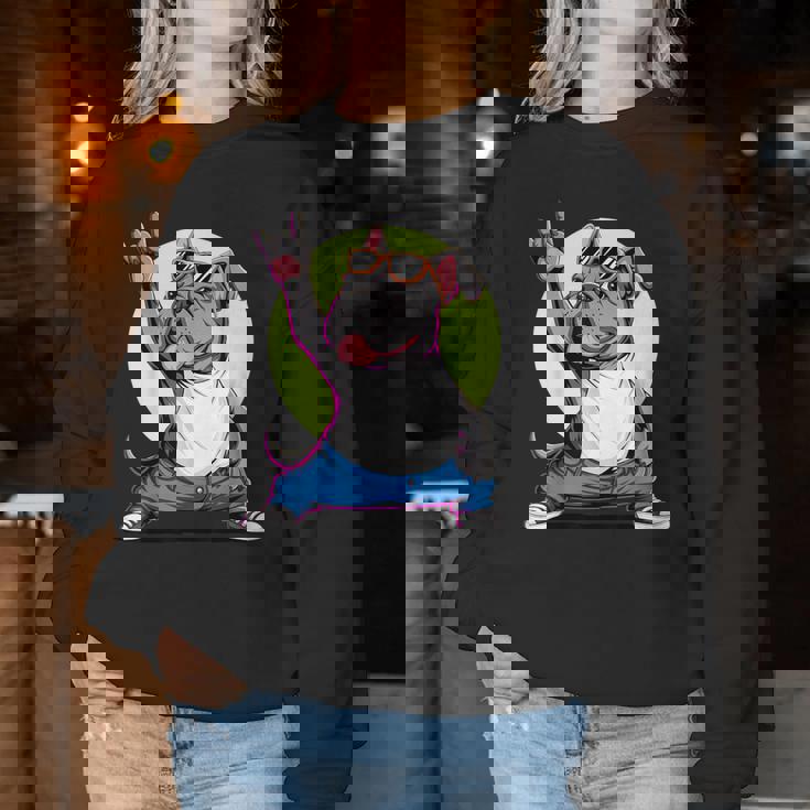 ブルドッグ ロックミュージック 男性 子供 女性 グルービー ブルドッグ レディーススウェットシャツ 面白い贈り物