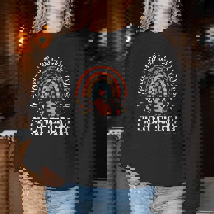 レインボー カピバラシャツ ガールズ Just A Girl Who Loves Capybara レディーススウェットシャツ 面白い贈り物