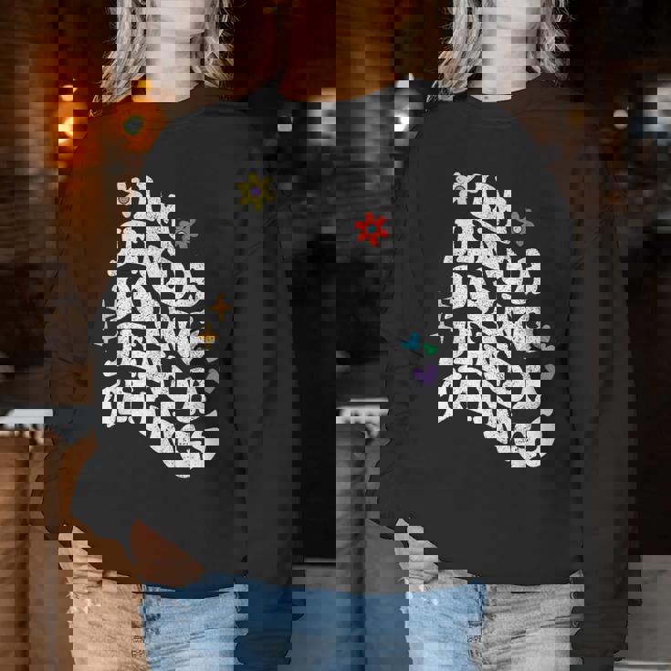 レトロ Groovy Im Jenda Doing Jenda Things おもしろ 母の日 レディーススウェットシャツ 面白い贈り物