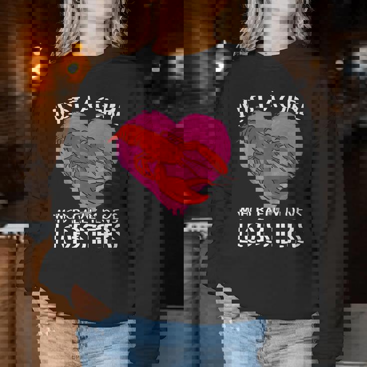 ロブスターが大好きな女の子です。ザリガニ ロブスター レディーススウェットシャツ 面白い贈り物