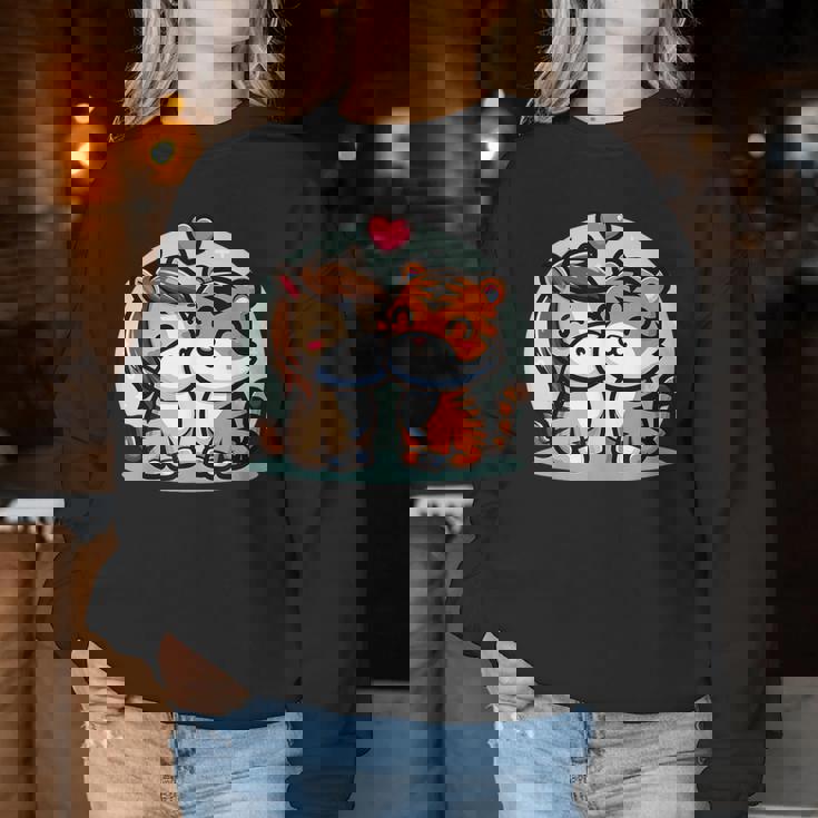 ローの馬と虎を抱きしめる Cuddling Horse And Tiger In Love レディーススウェットシャツ 面白い贈り物