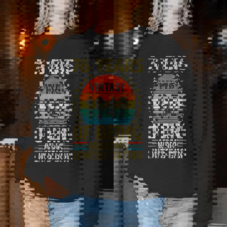 ヴィンテージ 1947 76 歳男性女性面白い誕生日アパレル レディーススウェットシャツ 面白い贈り物