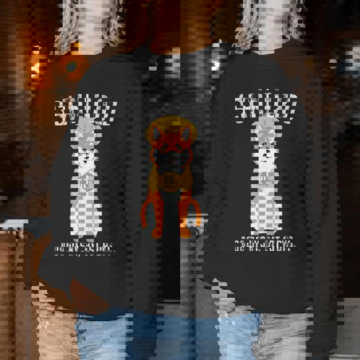 傘寿祝い 犬 柴犬 ちゃんちゃんこ 男性 女性 犬好き 80歳 Dog Days Best Days レディーススウェットシャツ 面白い贈り物