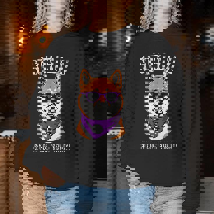 卒寿祝い 犬 柴犬 サングラス 父 男性 女性 母 犬好き 卒寿 お祝い 90歳 おもしろ おもろい レディーススウェットシャツ 面白い贈り物