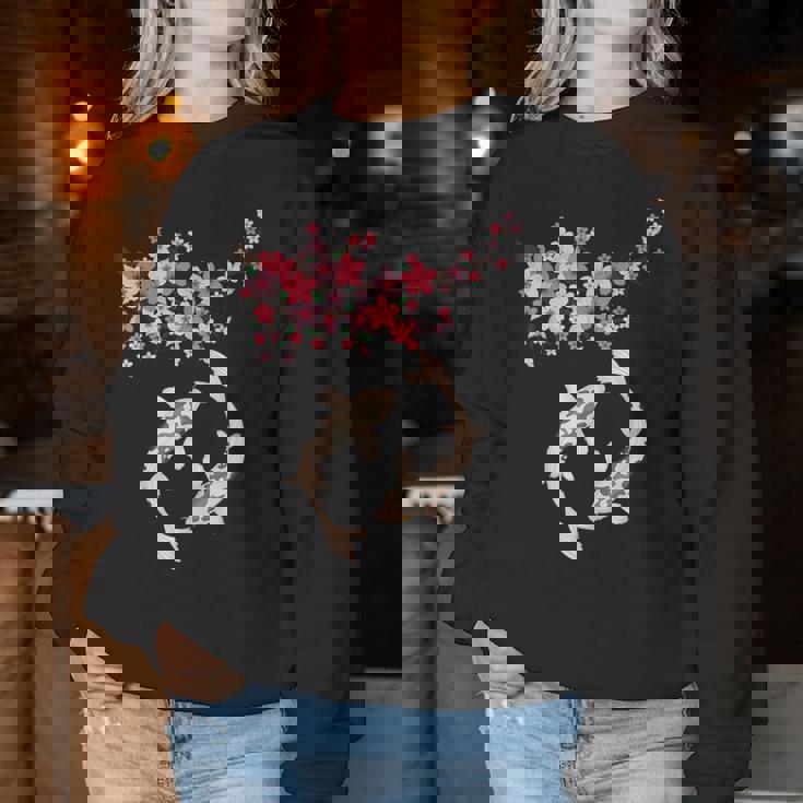 和鯉 鯉 錦鯉 魚 桜 男性 女性 レディーススウェットシャツ 面白い贈り物