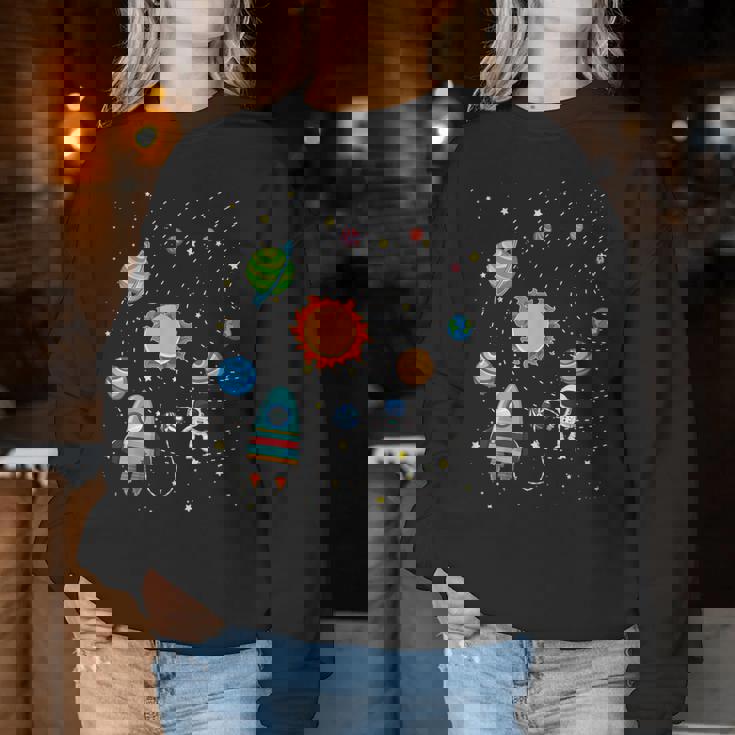 宇宙 惑星 太陽系 宇宙飛行士 オタク キッズ 男の子 女の子 レディーススウェットシャツ 面白い贈り物