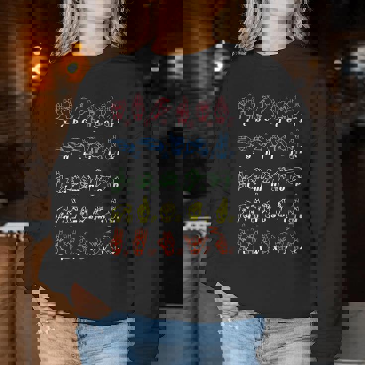 手話tシャツ Asl Teacher手アルファベット学習tシャツ レディーススウェットシャツ 面白い贈り物