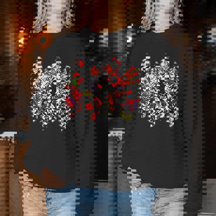 日本の伝統工芸品 花札 男性 女性 レディーススウェットシャツ 面白い贈り物