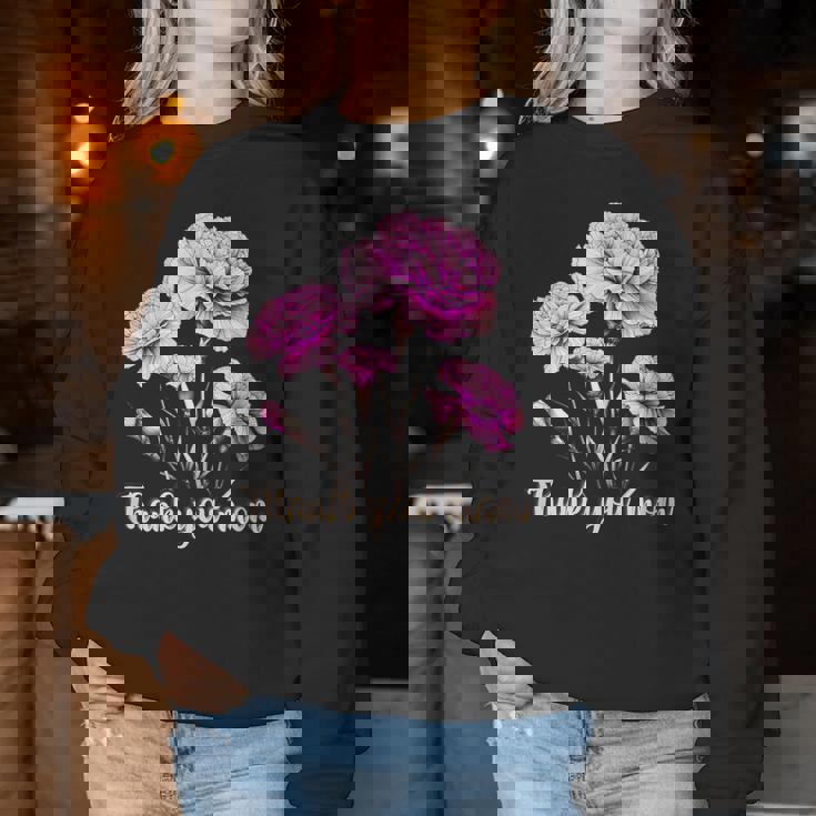 母の日 カーネーション 花 きれい ありがとう お母さん レディーススウェットシャツ 面白い贈り物