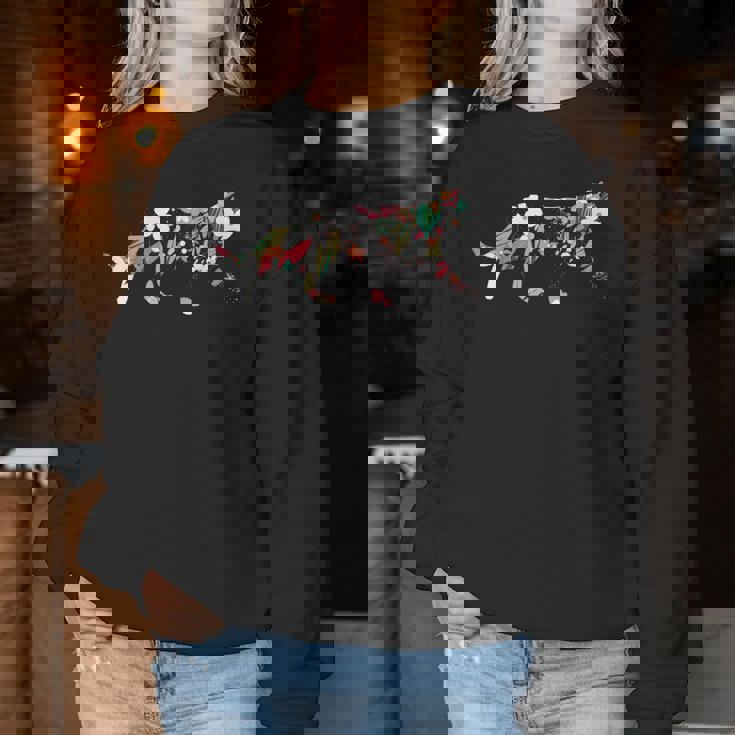 猫 花 かわいい 子猫 ガーデン フラワー 女の子 ギフト レディーススウェットシャツ 面白い贈り物