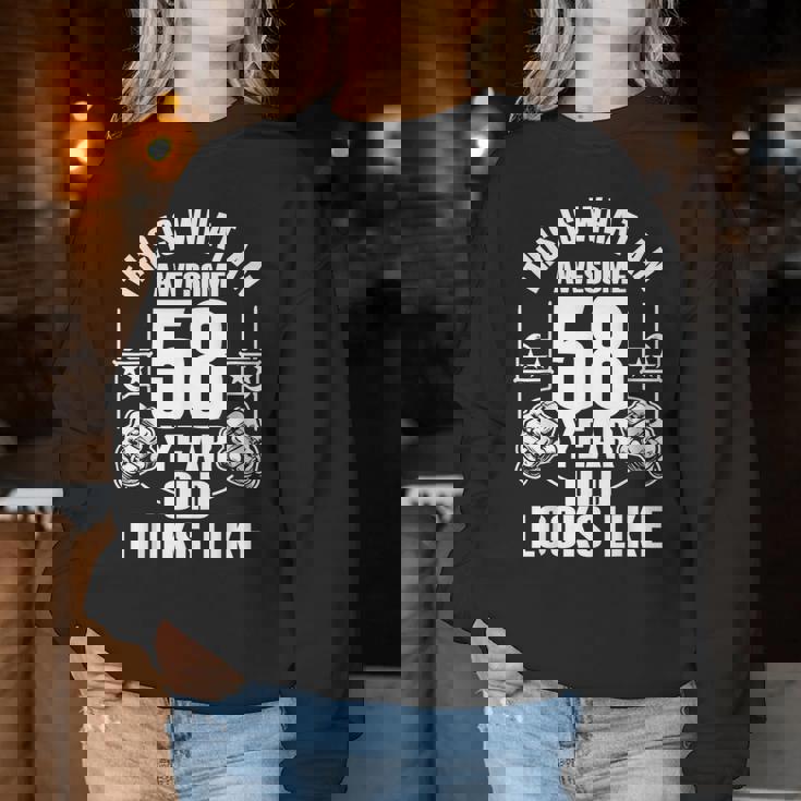 男性、女性、58歳の誕生日への58歳の誕生日プレゼント レディーススウェットシャツ 面白い贈り物