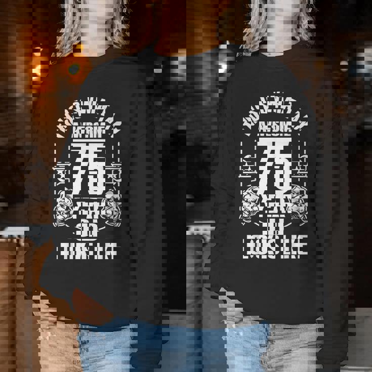 男性、女性、75歳の誕生日への75歳の誕生日プレゼント レディーススウェットシャツ 面白い贈り物