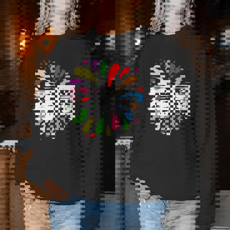 福岡 漢字 お土産 カラフル 祭り 花火風 レディーススウェットシャツ 面白い贈り物