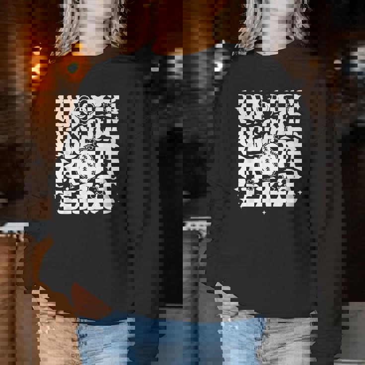 私の野球のお母さん時代にグルーヴィーなスポーツ親の野球ママ レディーススウェットシャツ 面白い贈り物