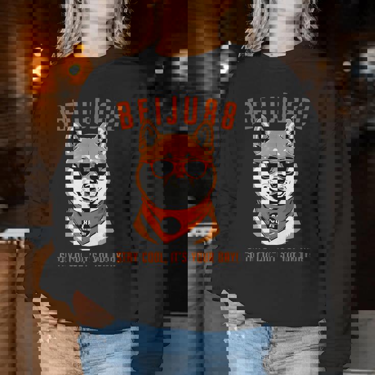 米寿祝い 犬 柴犬 サングラス 父 男性 女性 母 犬好き 米寿 お祝い 88歳 おもしろ おもろい レディーススウェットシャツ 面白い贈り物