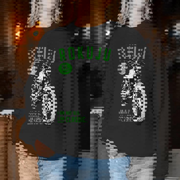 緑寿祝い バイク好き 車好き 父 男性 女性 クラシックバイク 66歳 I'm Not Old I'm Classic レディーススウェットシャツ 面白い贈り物