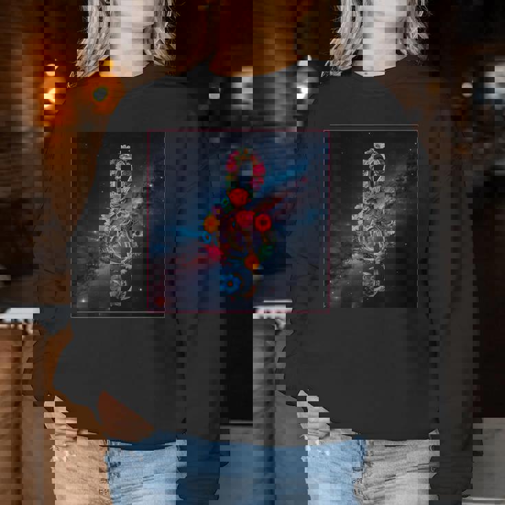 花 高音記号 銀河 宇宙 天の川 レディーススウェットシャツ 面白い贈り物