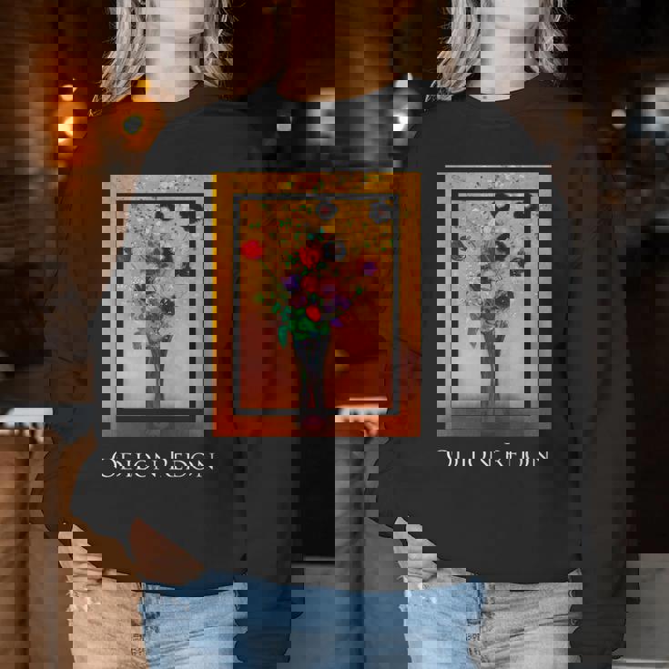 花瓶 オディロン・ルドン 絵画 シンボリズム 花ase Flowers Odilon Redonymbolism レディーススウェットシャツ 面白い贈り物