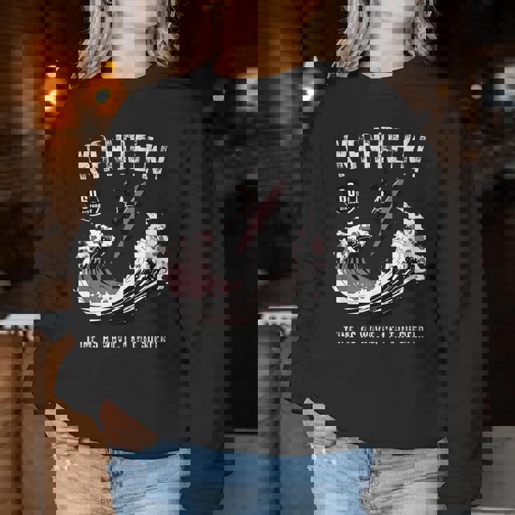 還暦祝い サーフィン 波 海好き 父 男性 女性 60歳 Time Is A Wave I'm Theurfer レディーススウェットシャツ 面白い贈り物