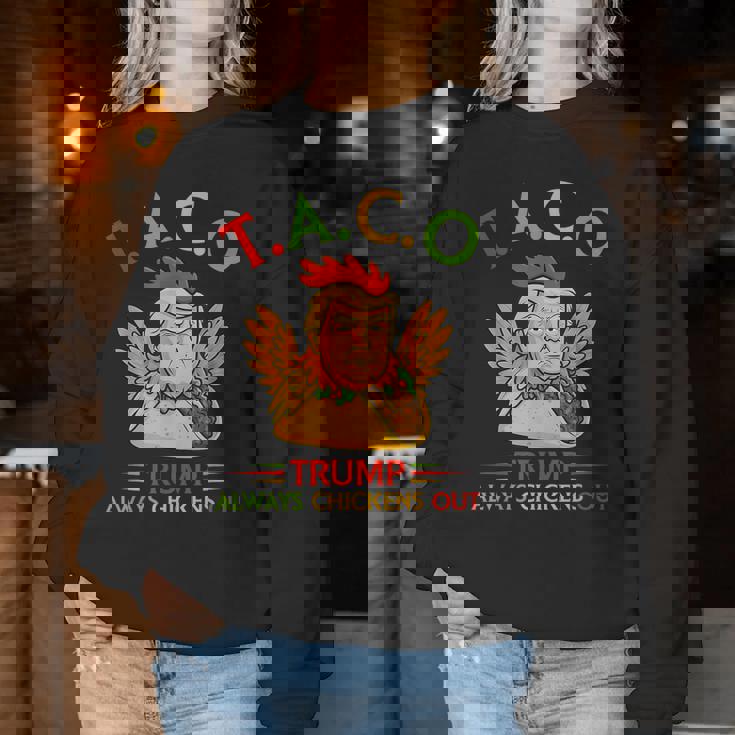 面白い トランプ タコス トランプ Always Chickens Out レディーススウェットシャツ 面白い贈り物