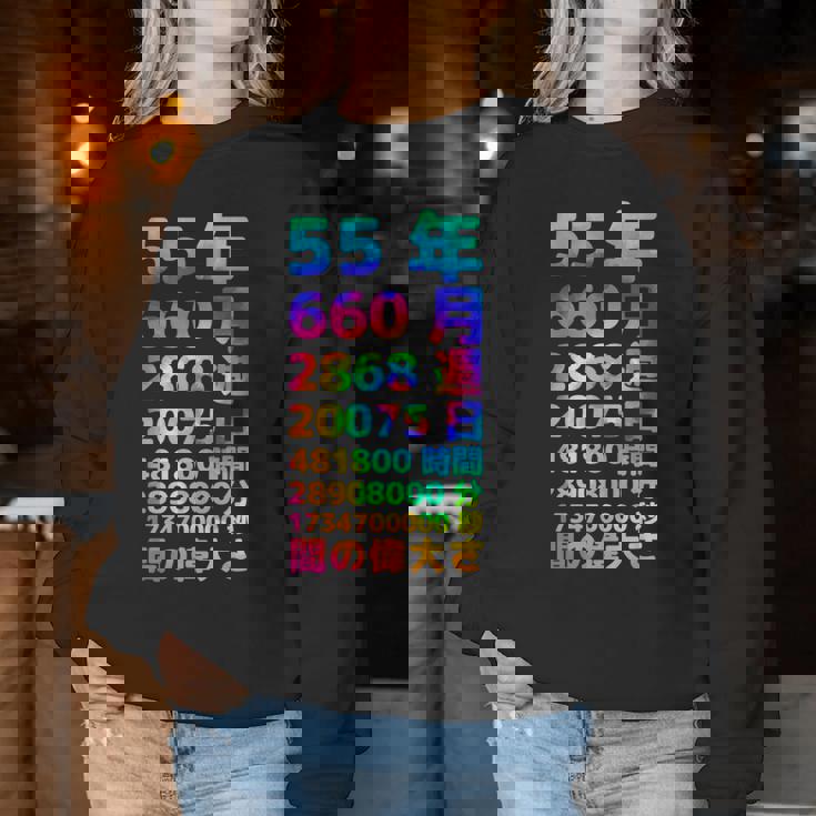 面白い55歳の誕生日の古いメーター 面白い55歳のギフト 女性 男性 面白い電卓 55歳の誕生日のギフト レディーススウェットシャツ 面白い贈り物