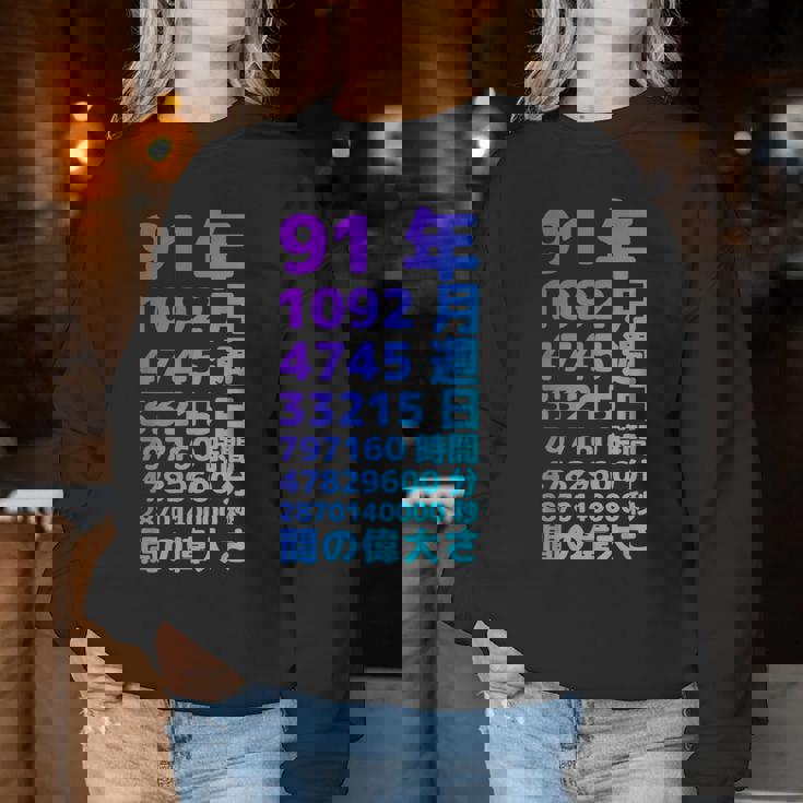 面白い91歳の誕生日の古いメーター 面白い91歳のギフト 女性 男性 面白い電卓 91歳の誕生日のギフト レディーススウェットシャツ 面白い贈り物