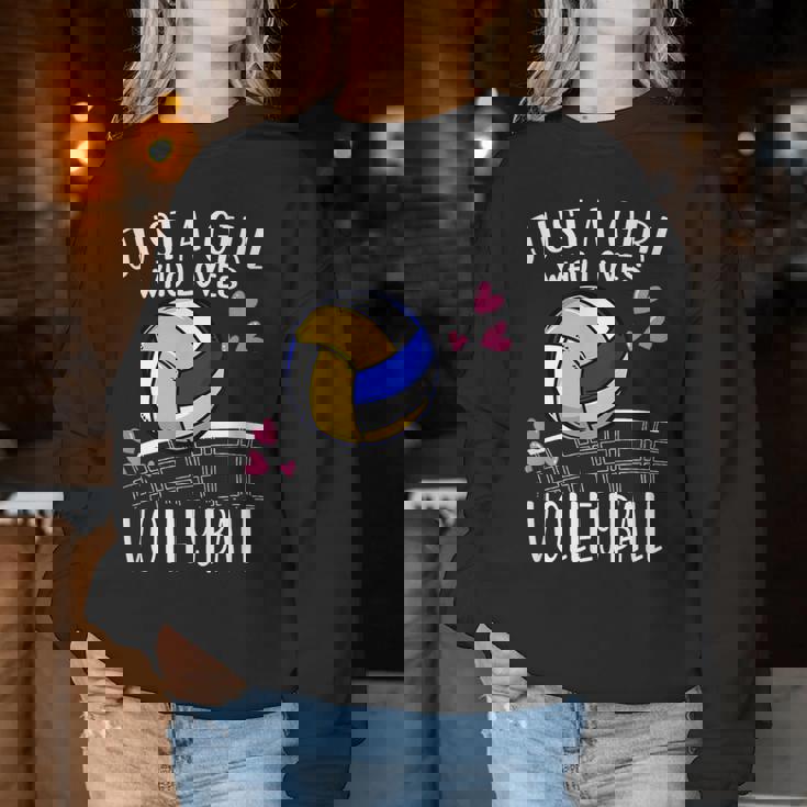 面白いバレーボール愛好家バレーボールを愛するただの女の子 レディーススウェットシャツ 面白い贈り物