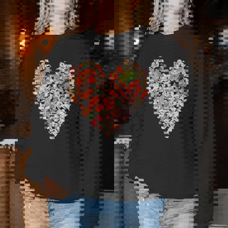 面白い寿司デザイン 子供 男性 女性 I ハート 寿司 食通 レディーススウェットシャツ 面白い贈り物