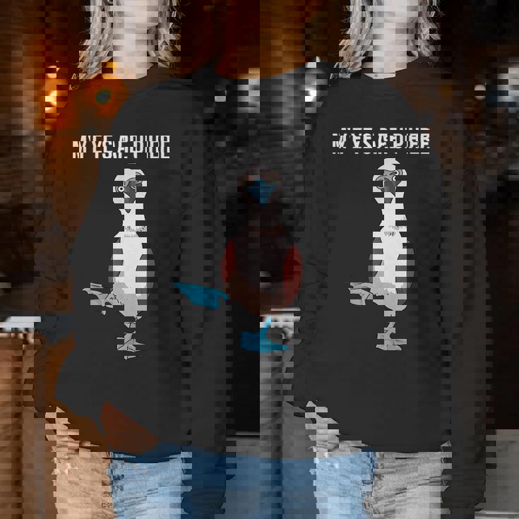 面白い鳥の贈り物女性男性アオアシカツオドリ レディーススウェットシャツ 面白い贈り物